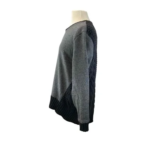 Athleta Womens Size L Gray Crew Neck Sweater Long Sleeve High Low Hem Cable Knit - Picture 4 of 8